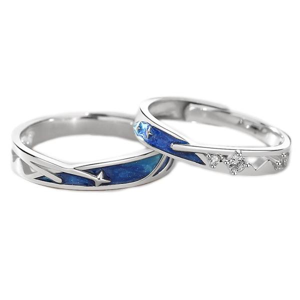 2個のシーブルー流星のカップルリングセット恋人のための約束の結婚指輪