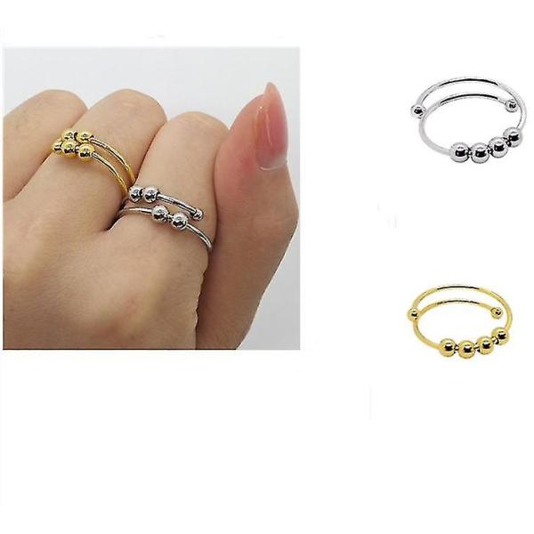 調整可能なオープニングリング不安を和らげるフィジェット瞑想ビーズリングギフトゴールドとシルバー