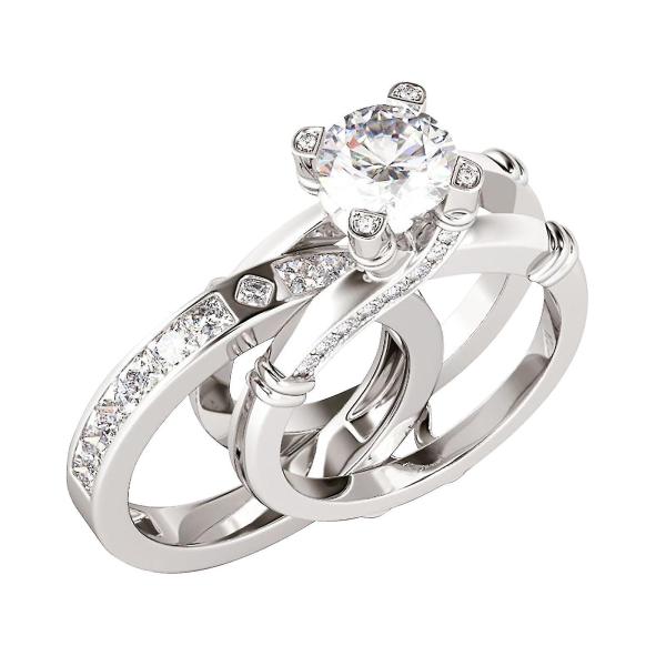 2  1クリエイティブコンビネーションリングセットジルコンと汎用性の高いファッションリング