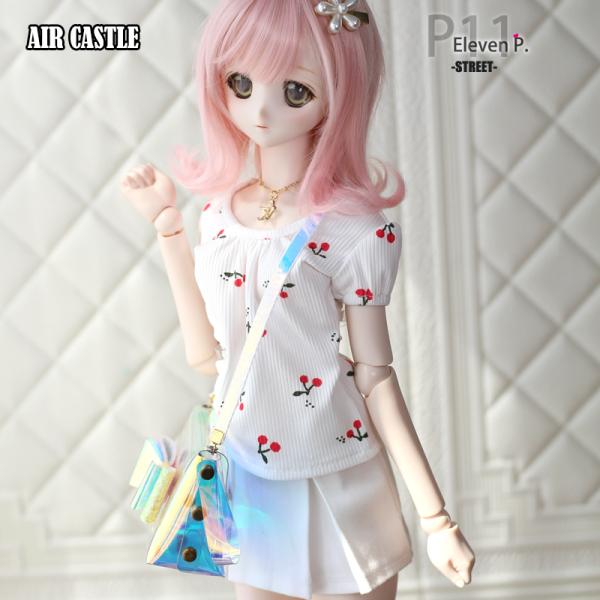 1/3,DD,SD さくらんぼTシャツ 白 ミニスカート セット服 ドルフィードリーム 人形洋服 オ...