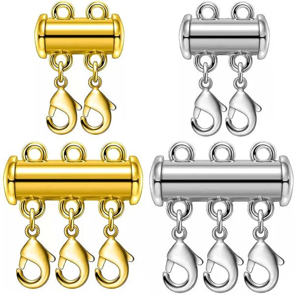 層状ネックレススペーサークラスプ、磁気スライドクラスプロックネックレスコネクタマルチストランドスライ...