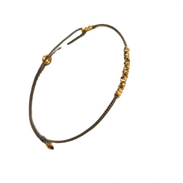 モールス信号ブレスレットゴールドメッキビーズシルクコード友情ブレスレットギフト彼女のために