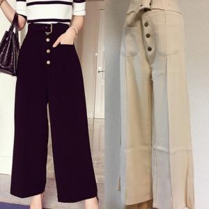 ハイウェスト ワイドパンツ 通勤 オフィス カジュアル スタイリッシュ