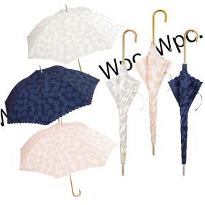 9-10 WPC フラワーレース　長傘　雨傘　晴雨兼用　UVカット　プレゼント　花柄　グラスファイバー　軽量
