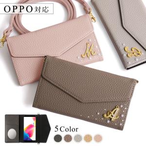 OPPO Reno3 A ケース 手帳型 ショルダー おしゃれ ミラー付き ブランド スマホケース 全機種対応 android オッポリノ3a simフリー イニシャル カバー ストラップ