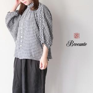ブロカント Brocante 36-268L フレンチリネン ギンガム グランシャツ ドミンゴ 麻 ブラウス チェック (2026SS 春夏) 再入荷 爆買