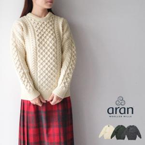 アラン aran WOOLLEN MILLS アイルランド製 ローゲージ ウール ニット オフホワイト系 S【中古】 アラン aran WOOLLEN MILLS アイルランド製 ローゲージ ウール ニット