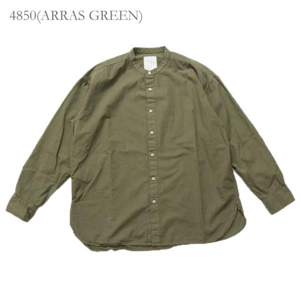 ARMEN アーメン 40&apos;S POPLIN UTILITY BANDED COLLAR SHIRT...