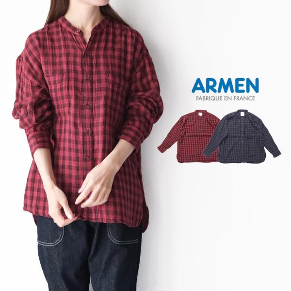 アーメン ARMEN COTTON DOUBLE GAUZE CHECK OVERDYE UTILI...