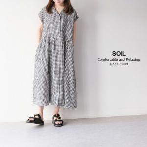 SOIL ソイル パワールーム リネン ギンガムチェック オープンカラー シャツドレス INSL24214【2024SS 春夏】｜Chouquette Yahoo!ショップ