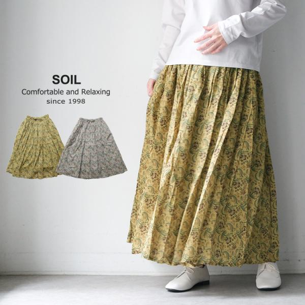 ソイル SOIL 80s VOILE PAISLEY FLOWER PRINT GATHERED S...