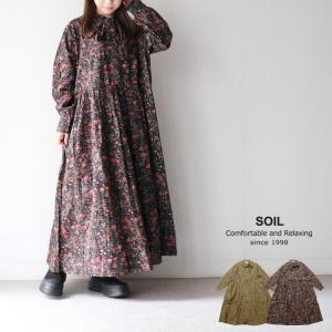 SOIL（ソイル） バンドカラードレス 花柄ワンピース レディース 国内