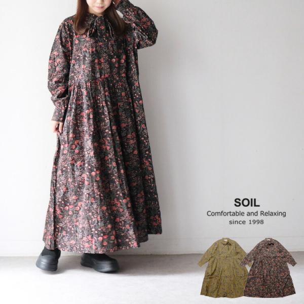 ソイル SOIL 60s CAMBRIC FLOWER PRINT TAI GATHER FLY F...