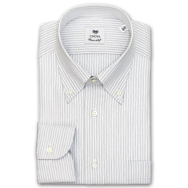 ワイシャツ Yシャツ メンズ 長袖 | CHOYA Classic Style | グレーストライプ...