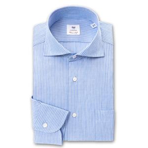 CHOYA Classic Style 長袖 ワイシャツ メンズ 春夏秋冬 綿100% ペンシルストライプ カッタウェイシャツ　ブルー｜choyashirts