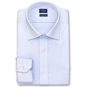 ワイシャツ Yシャツ メンズ 長袖 | CHOYA SHIRT FACTORY | ブルーチェックドビー セミワイドカラーシャツの商品画像