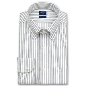 ワイシャツ Yシャツ メンズ 長袖 | CHOYA SHIRT FACTORY | グレーストライプ スナップダウンシャツ おしゃれの商品画像