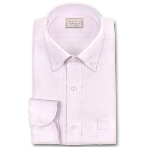 ワイシャツ Yシャツ メンズ 長袖 LORDSON by CHOYA 形態安定加工 吸水速乾 ピンク格子ドビー ボタンダウンシャツ