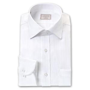 LORDSON by CHOYA 長袖 ワイシャツ メンズ ワイドカラー 形態安定加工 ホワイト　ドビーオルタネイトストライプ 綿１００％ 2209ft｜choyashirts