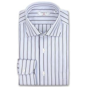 ワイシャツ Yシャツ メンズ 長袖 | CHOYA 1886 | ブルーとネイビーのストライプ カッタウェイシャツ｜choyashirts