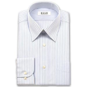ワイシャツ Yシャツ メンズ 長袖 | ELLE HOMME | 形態安定 パープルとブルーのストライプ レギュラーカラーシャツ おしゃれ