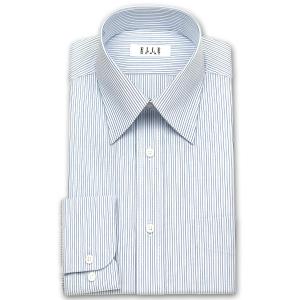 ワイシャツ Yシャツ メンズ 長袖 | ELLE HOMME | 形態安定加工 ブルーストライプ レギュラーカラーシャツ おしゃれ｜choyashirts
