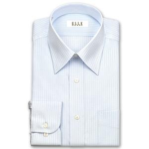 ワイシャツ Yシャツ メンズ 長袖 ELLE HOMME 形態安定 涼感素材 ブルーストライプ レギュラーカラーシャツ おしゃれ