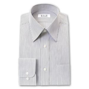 ELLE HOMME 長袖 ワイシャツ メンズ 形態安定 ゆったり ペンシルストライプ レギュラーカラー 綿：50% ポリエステル：50% 白黒 ホ