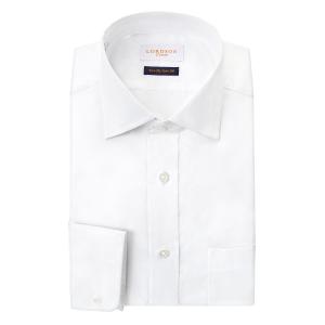 ワイシャツ Yシャツ メンズ 長袖 ホワイト 白 | LORDSON Crest | 綿100％ 形態安定加工 スリム 綿 ワイドカラー ドレスシャツ おしゃれ 就活 冠婚葬祭