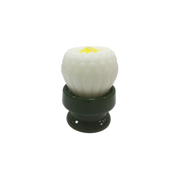 仏具 菊花 白 陶器台付 燃焼時間約20時間 ローソク ホワイト キャンドル ろうそく 日本製 仏壇