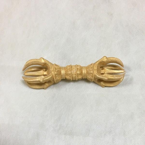 五鈷杵 上等品 金塗 木製  長さ 12cm 仏具  お守り 仏具 ドルジェ