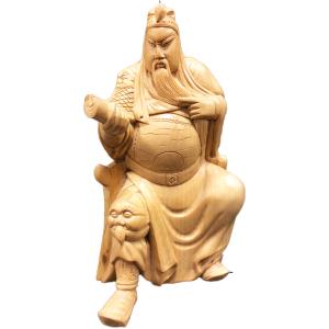 韋駄天 8寸 彩色仕上げ 木彫 仏像 彫刻 木材 : 仏像・仏具専商の