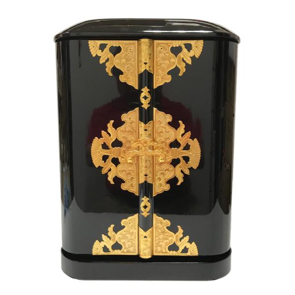 丸厨子 幅広 黒塗 12号 金箔押し金具打付