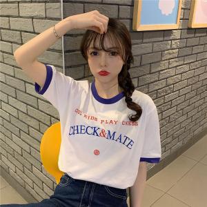 半袖tシャツ レディース ビッグtシャツ 白tシャツ英語文字 刺繍 可愛い