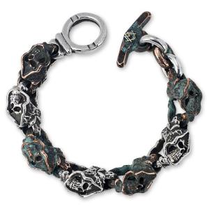 【ACE METAL WORKS　エースメタルワークス　BRACELET　ブレスレット】オールグリムエーススカルリンクブレスレット/シルバー&CU/7リンクス【送料無料】｜chrono925