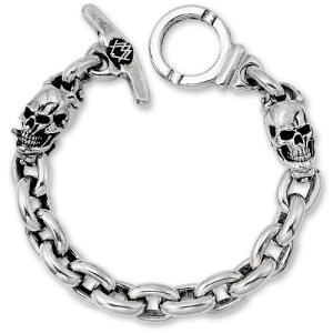 【ACE METAL WORKS　エースメタルワークス　BRACELET　ブレスレット】2エースボルトスカルw/スモールオーバルリンクブレスレット/18Kゴールドシガー【送料無料】｜chrono925