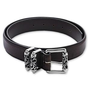 【CHROME HEARTS　クロムハーツ　Belt　ベルト】3ピースセット/ローラーベルト/1.5インチ/ブラウン【送料無料】｜chrono925