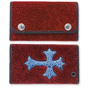 【VAN AMBURG LEATHERS　ヴァンアンバーグレザーズ　Wallet　ウォレット　財布】ラージバイカーウォレット/バーガンディーヒポw/クロスインレイ02【送料無料】｜chrono925