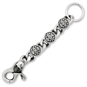 【STANLEY GUESS　スタンリーゲス　Key Chain　キーチェーン】スカルクラシッククリップw/3ラウンドフィリグリーインレイドリンクキーチェーン【送料無料】｜chrono925