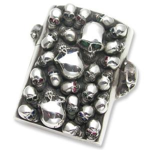 Multi Skull/Wood w/Logo Inlaid Zippo w/Skull Hinge&Flip w