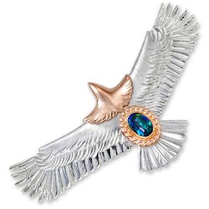 鷲見太郎 Pendant ペンダント】Lフライトフェザー&K18ハートフェザーw