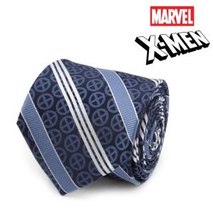 ネクタイ X-Men Symbol Navy Men's Tie マーベル エックスメン シンボル ストライプ MV-XMN-STP-NVY-TR ブルー ネイビー【PP2023】｜chronoworldjapan