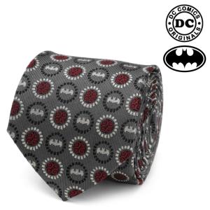 ネクタイ メンズ 紳士 シルク DC Batman Medallion Symbol Charcoal Silk Men's Tie バットマン DC メダリオン シンボル チャコール DC-BMC-TR【PP2023】｜chronoworldjapan