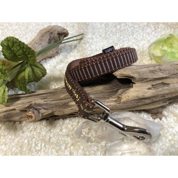 小型犬リード＃15-No17  デニムストライプ・ブラウン