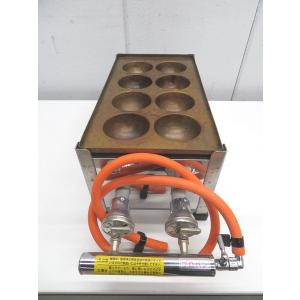 E715銅板ばくだん焼器(特大8穴たこ焼き器) LPガス 220×550×190