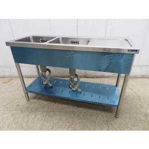 H1216◆マルゼン◆ステンレス製水切台付2槽シンク 1200×450×800 栃木 宇都宮 中古 業務用 厨房機器