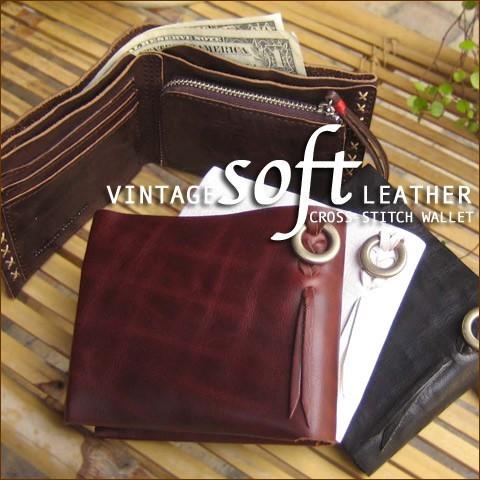 牛革 本革 財布 ウォレット メンズ レディース プレゼント 二つ折り サイフ ビンテージ牛革クロス...