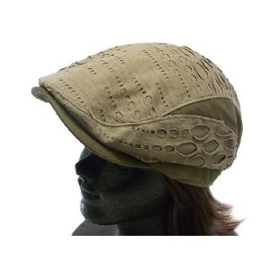 ダメージ加工 ハンチング　カーキ