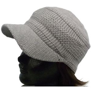 ツバ付きコットンニットキャップ グレー　DIGZHAT