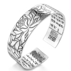 バングル ブレス シルバー 蓮花 仏花 般若心経 990